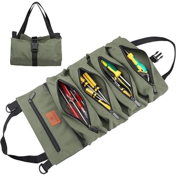 Tool Roll Up Pouch, Tool Roll, 16OZ Canvas Multi-Purpose Wrench Roll Up Bag - Picture 7 of 7